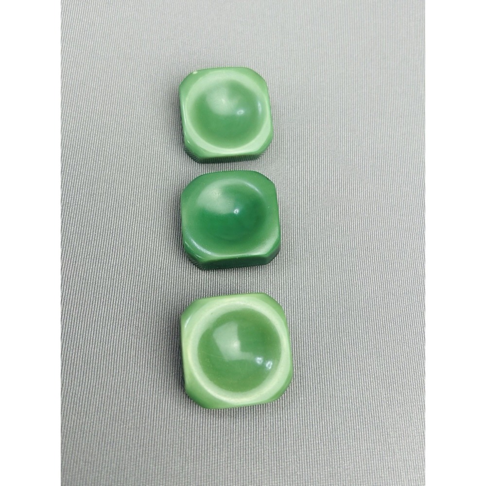 Vintage Dark Green Chunky Square Plastic Coat Buttons Set Of 3